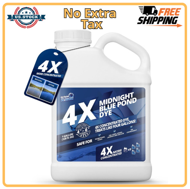 1 Gallon Midnight Blue Pond Dye, 4X Concentrate Pond Dye Blue, Dark Natural Look