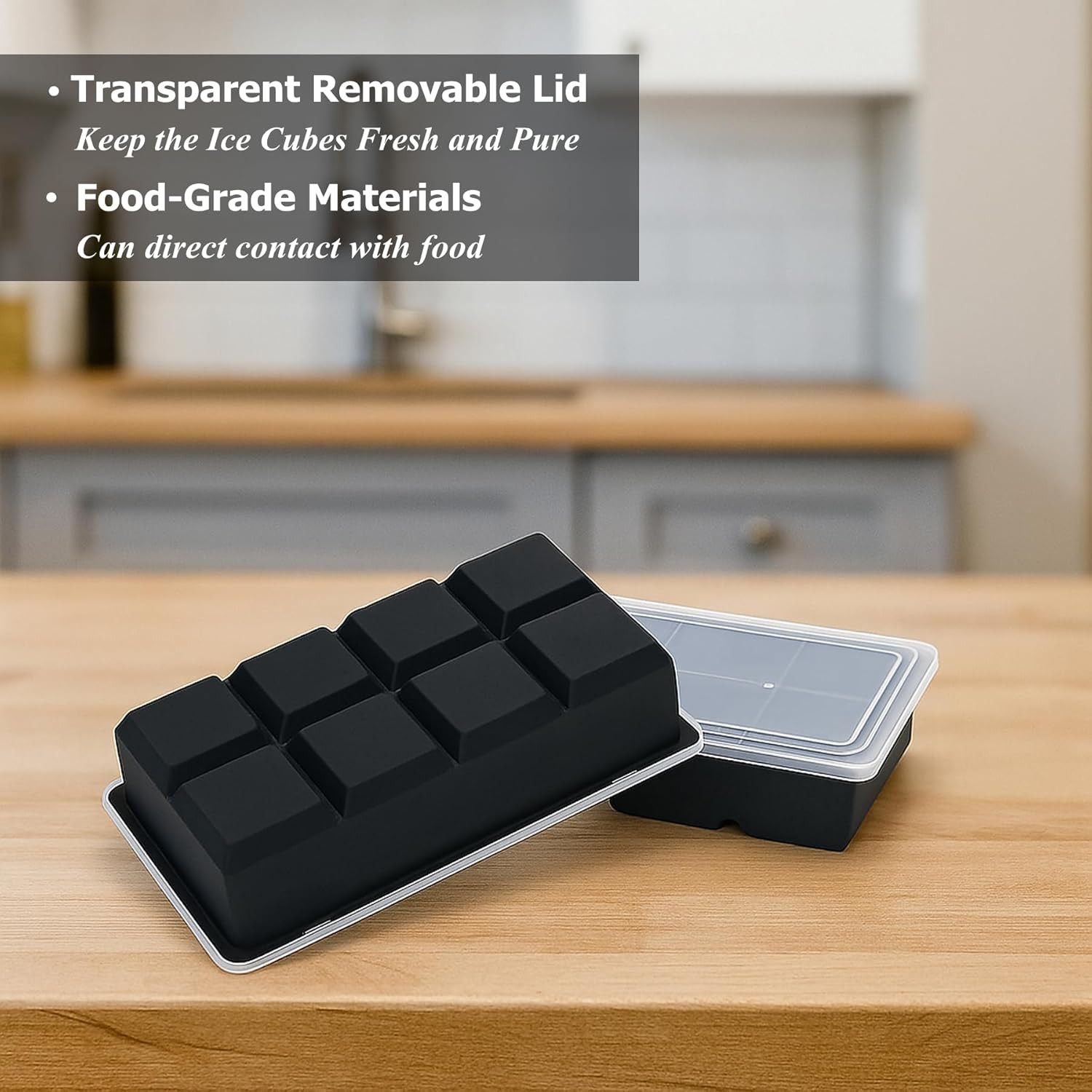Bangp Large Ice Cube Tray for Whiskey,2 Pack Stackable Big Ice Cube Molds Make 1