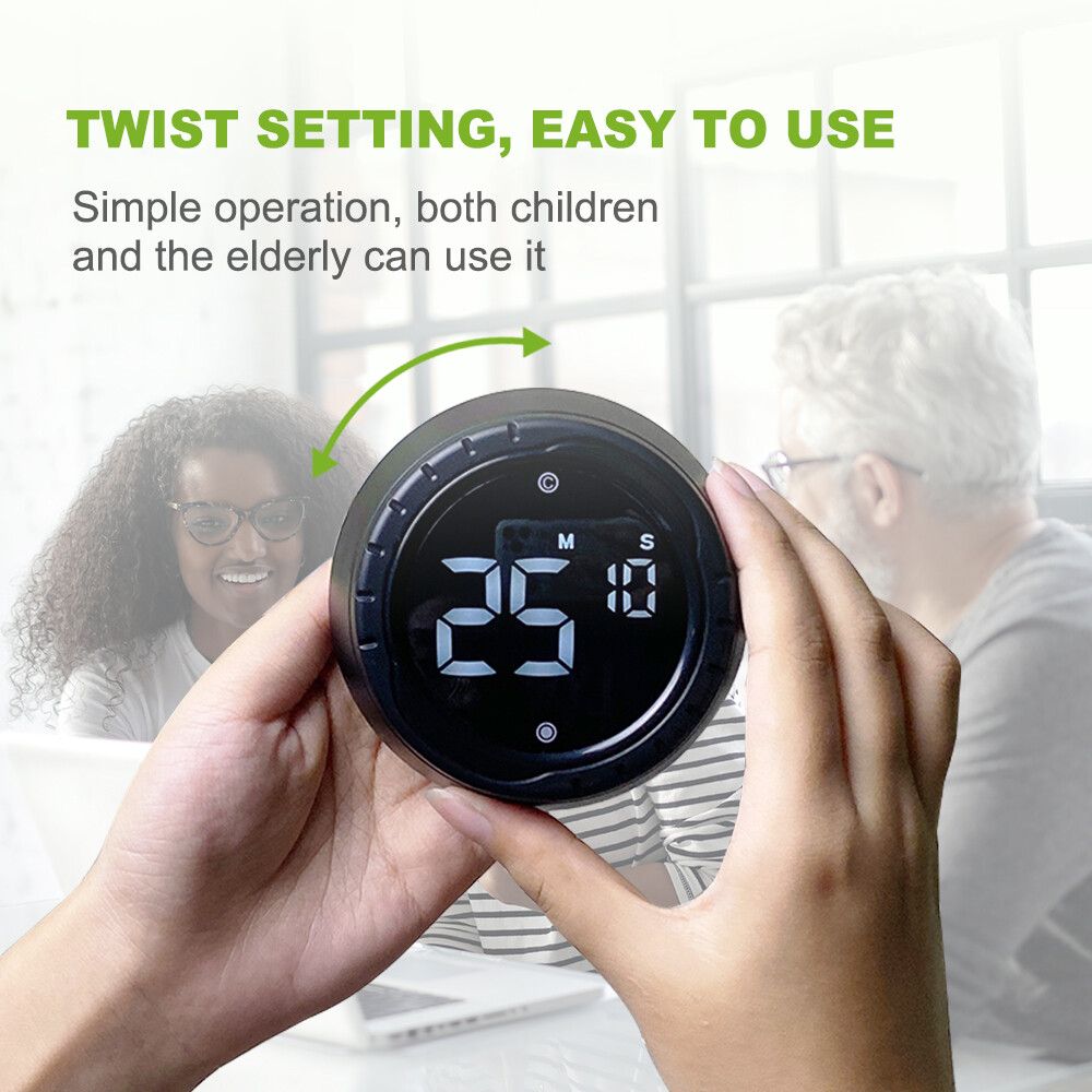BALDR Digital Rotary Timer Adjustable Volume Wide Usage Cooking Kitchen Timer