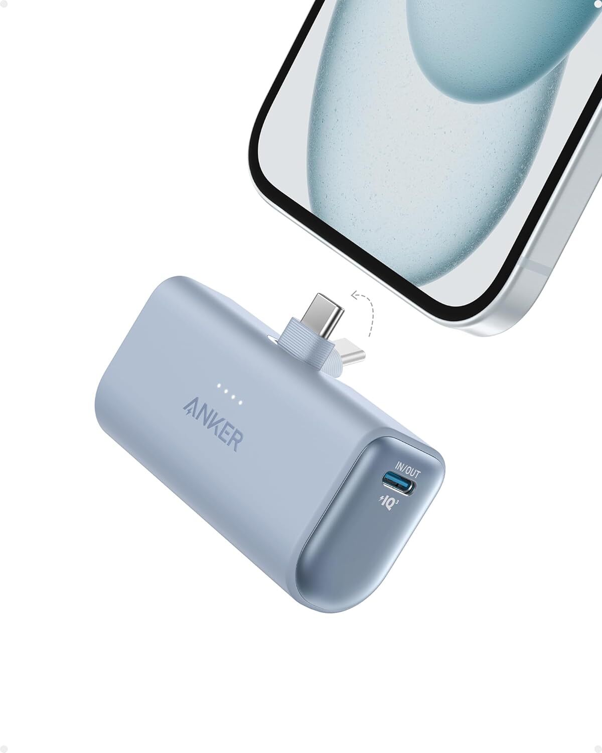 Anker Nano Portable Power Bank 5000mAh Built-in USB-C Charging for for iPhone 15