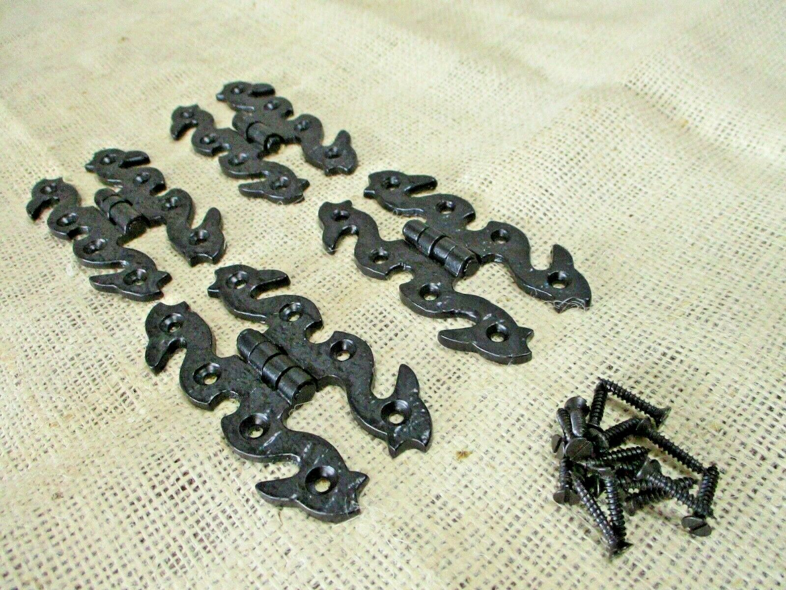 4 Hinges 4" Long Decorative Butterfly Hinge Cabinet Screen Door Iron Hand Forged
