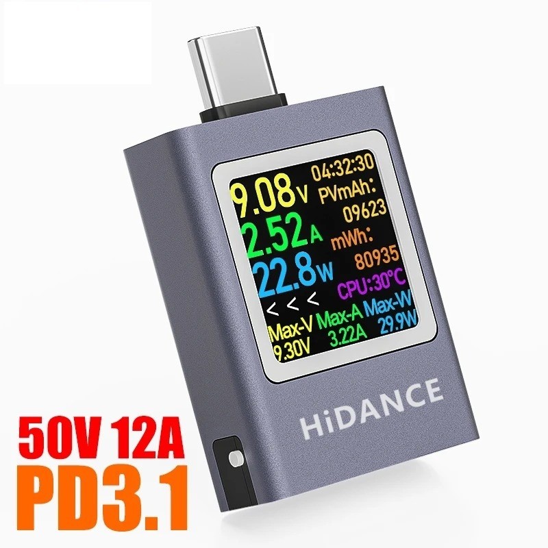 13-in-1 Type-C USB Tester PD3.1 Digital Voltmeter Ammeter Power Meter 50V 12A
