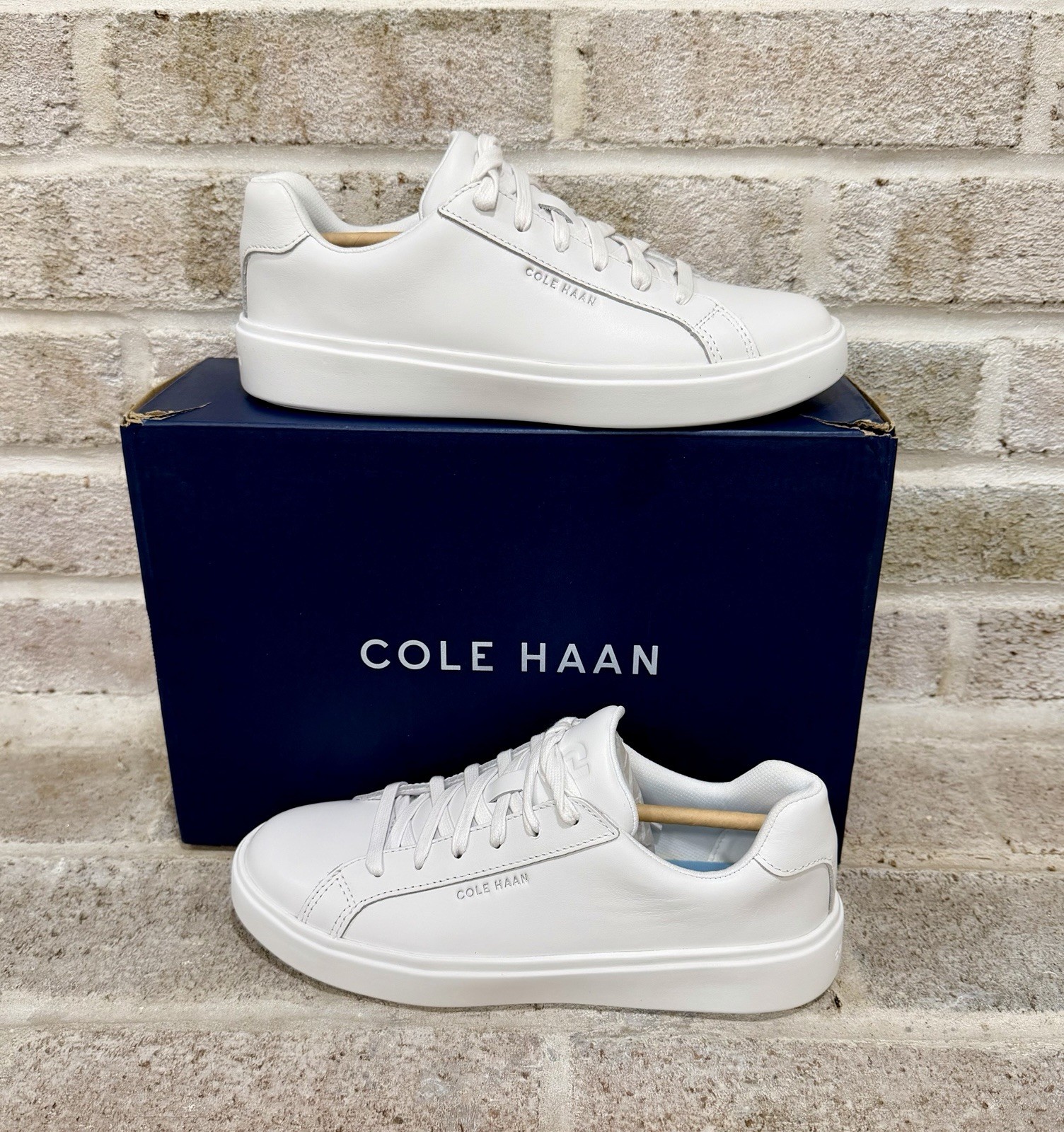 New Women's Cole Haan Grand Crosscourt Daily Leather ALL WHITE Sneaker Sz 7