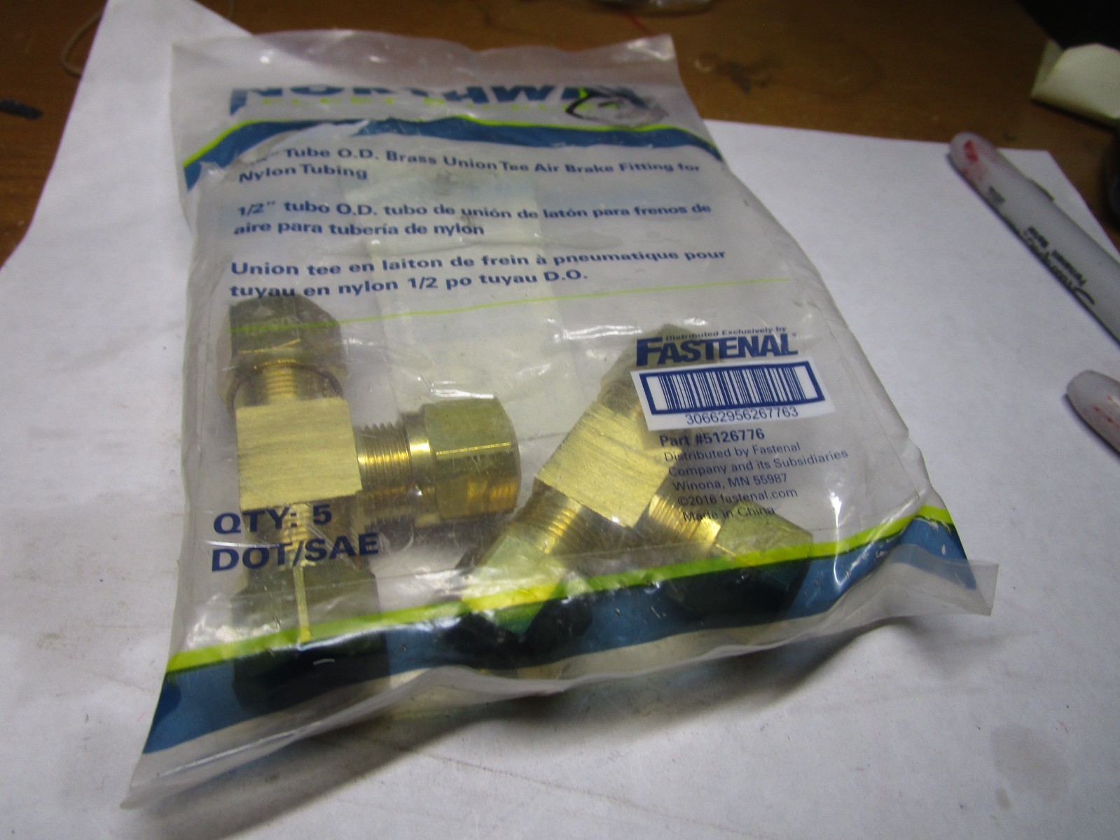 1/2" Tube UN Northway® Brass Compression DOT Union Tee QTY 2