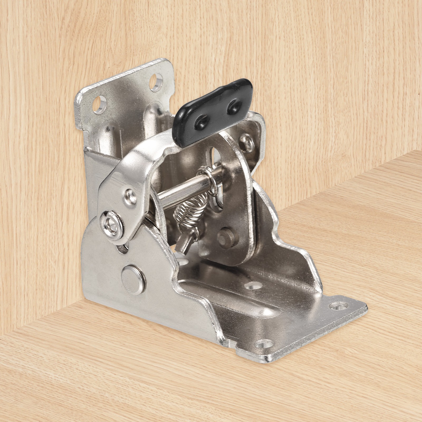 2pcs Table Leg Folding Brackets Foldable Self Lock Hinges, Silver Tone