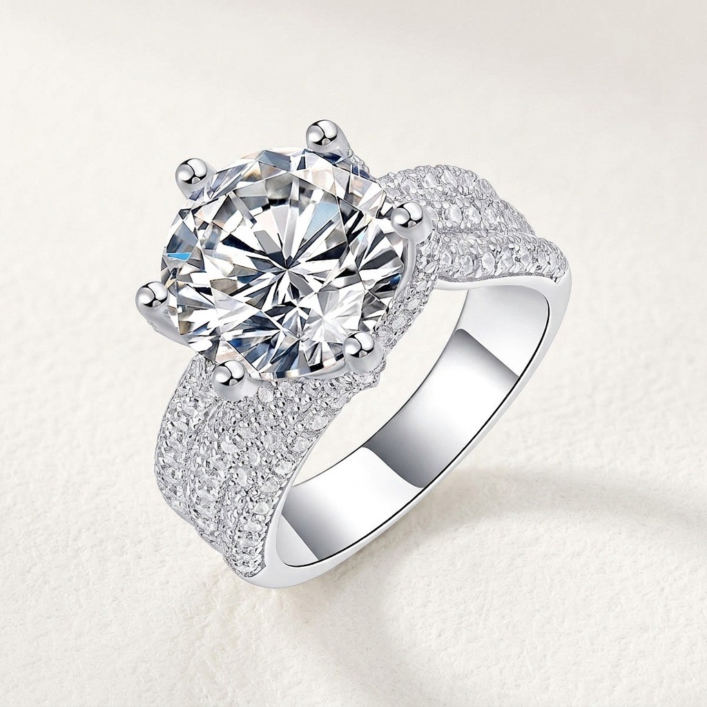 3-5CT REAL VVS Moissanite Solitaire Wedding Engagement Ring 925 Sterling Silver