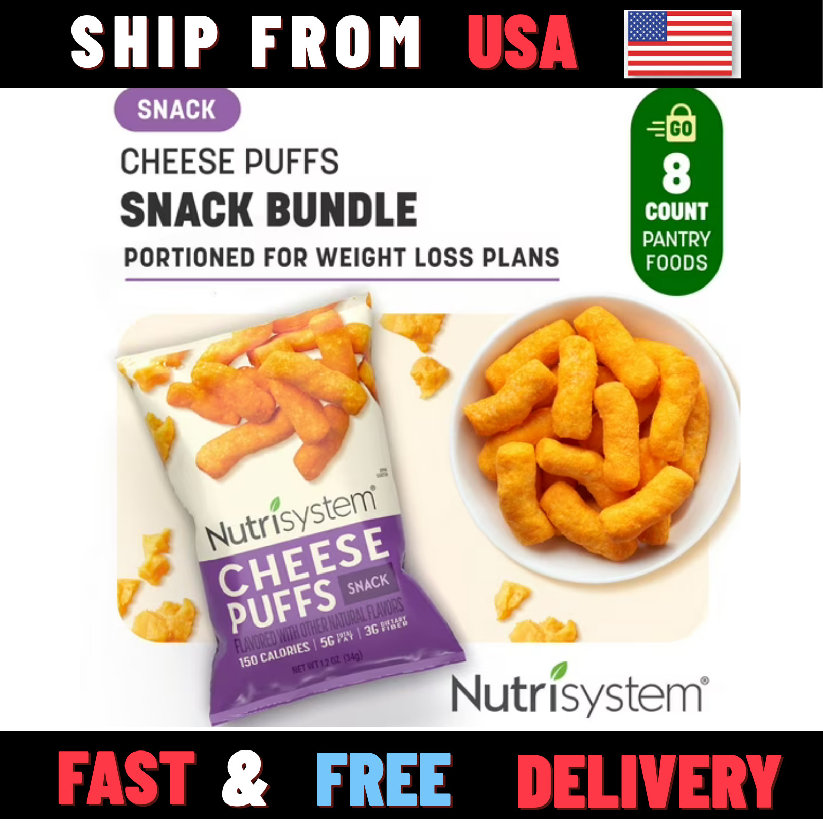 Nutrisystem Cheese Puffs for Weight Loss Support, 8 Count