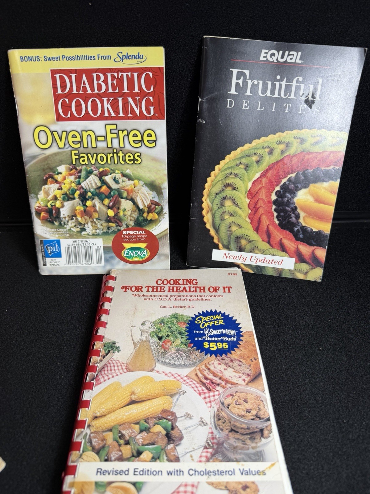Equal Sweetener Lot Of 3 Sweet n low, Splenda, Diabetic Cookbook Recipes Cooking