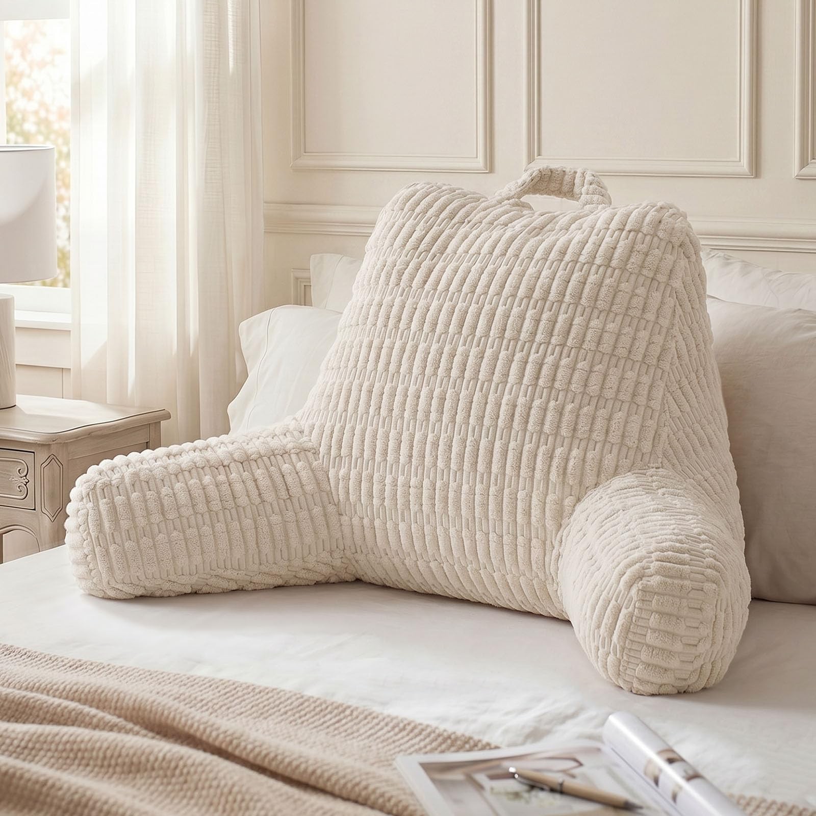 Reading Pillow, Backrest Pillow with Shredded Memory Foam for Adult & Childre...
