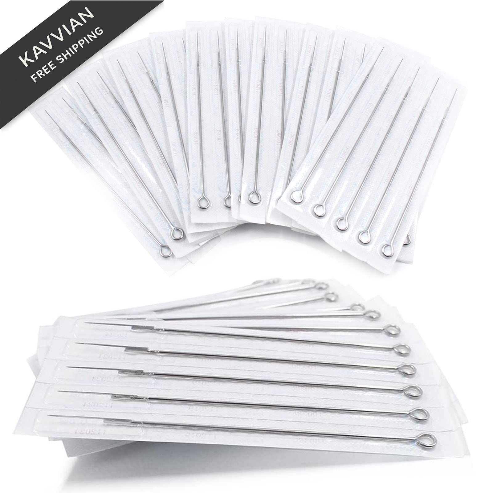 Tattoo Needles - TONBAO 50pcs Mixed Stick and Poke 3RL, 50pcs, Silver