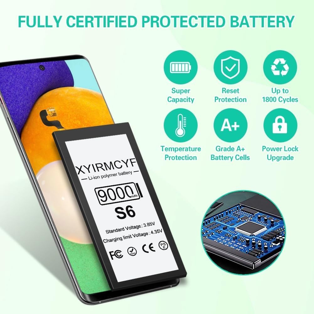 Upgrade Your Galaxy S6 with 9000mAh Battery - Safe, Certified, Long-lasting