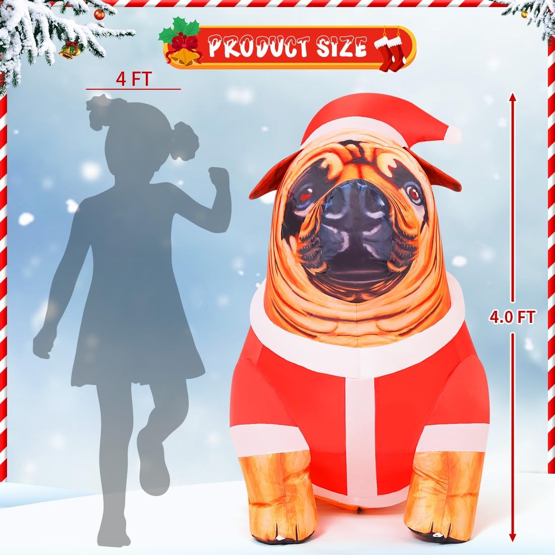 COMIN 4 FT Tall Christmas Inflatables Dog Outdoor Decorations red