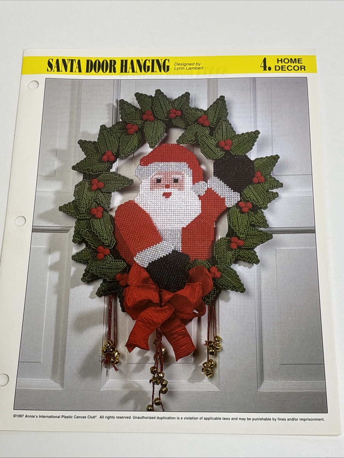 Santa Door Hanging Annie's Attic Plastic Canvas Pattern Page