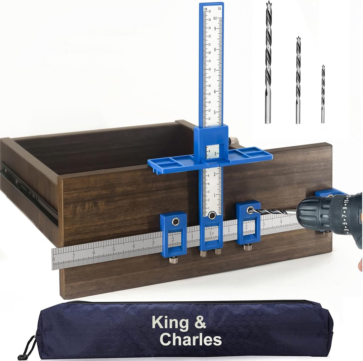 Cabinet Hardware Jig Handle Template Kit w/ Drill Bits for Drawer Door Knobs