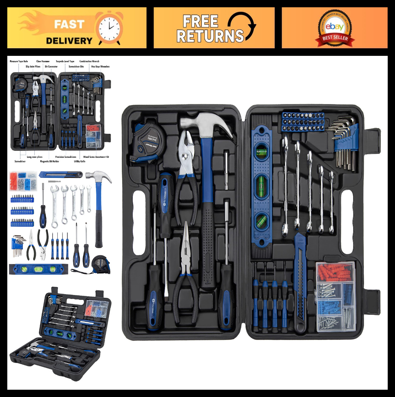 152-Piece Household Tool Set with Storage Case | Complete Home Repair & Craft Ki