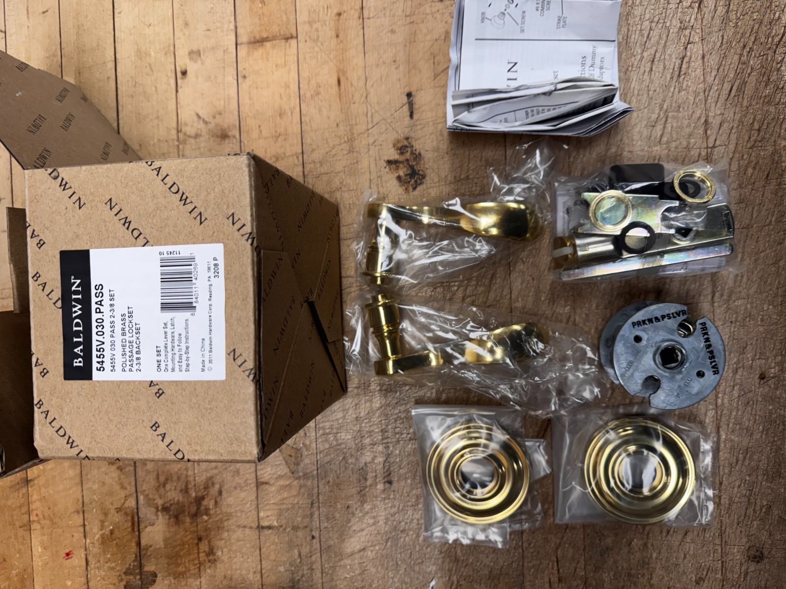 Baldwin Hardware 5455V Wave Lever Passage Complete Set