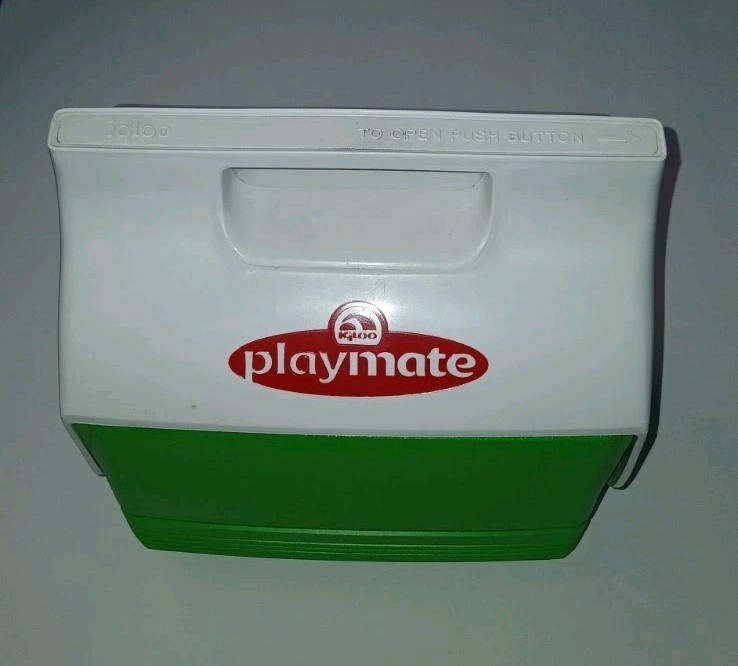 VINTAGE Igloo Playmate Ice Chest Cooler Lime Green White Plastic Carry Handle