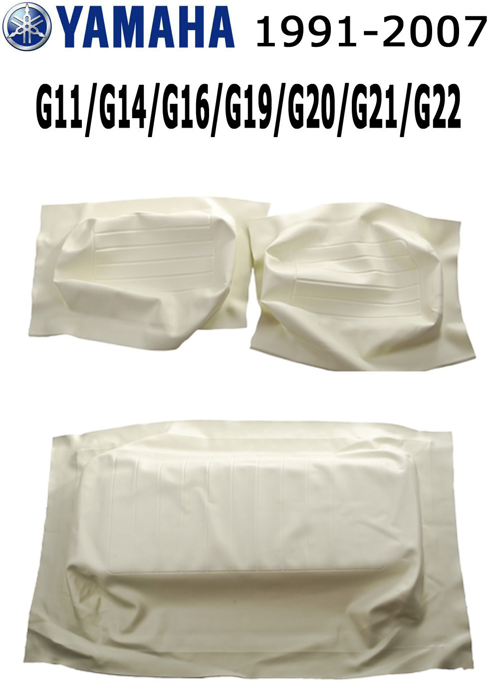 Yamaha 1993-2007 G11-G22 Golf Cart IVORY Seat Back & Seat Bottom Cover Set of 3