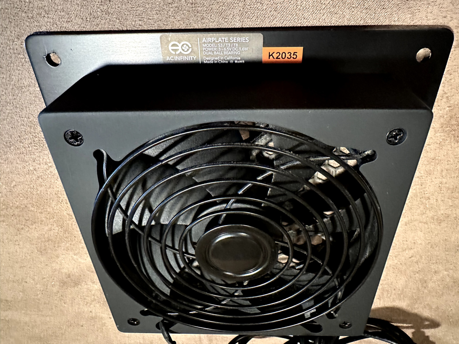 AC INFINITY AIRPLATE S3/T3/T8 DUAL COOLING 6" FAN SYSTEM, 3-6.5V DC 1.6W