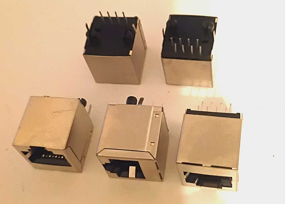 5 PCS: RJ45 Ethernet JACK Single port 8P8C VERTICAL shielded