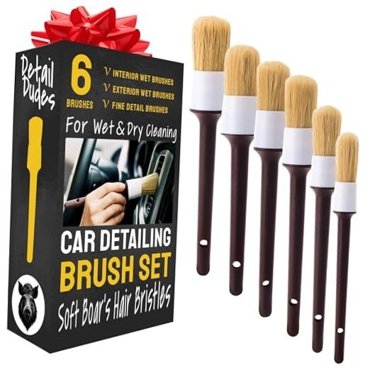 Soft Boar Hair Car Detailing Brush Set - 6-Pack - Scratch-Free 6 Pack(Advanced)