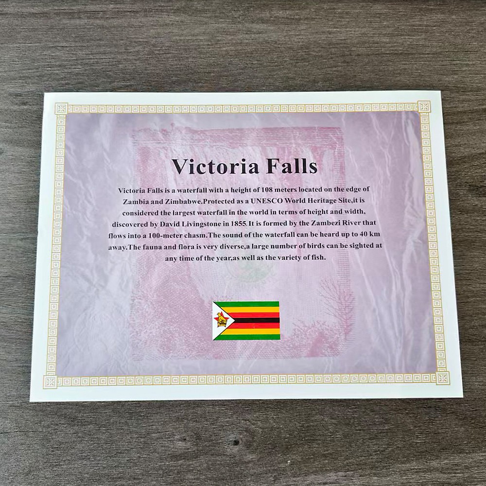 100pcs Zimbabwe Banknotes Certificates Top Nonillon Containers with Wooden Box