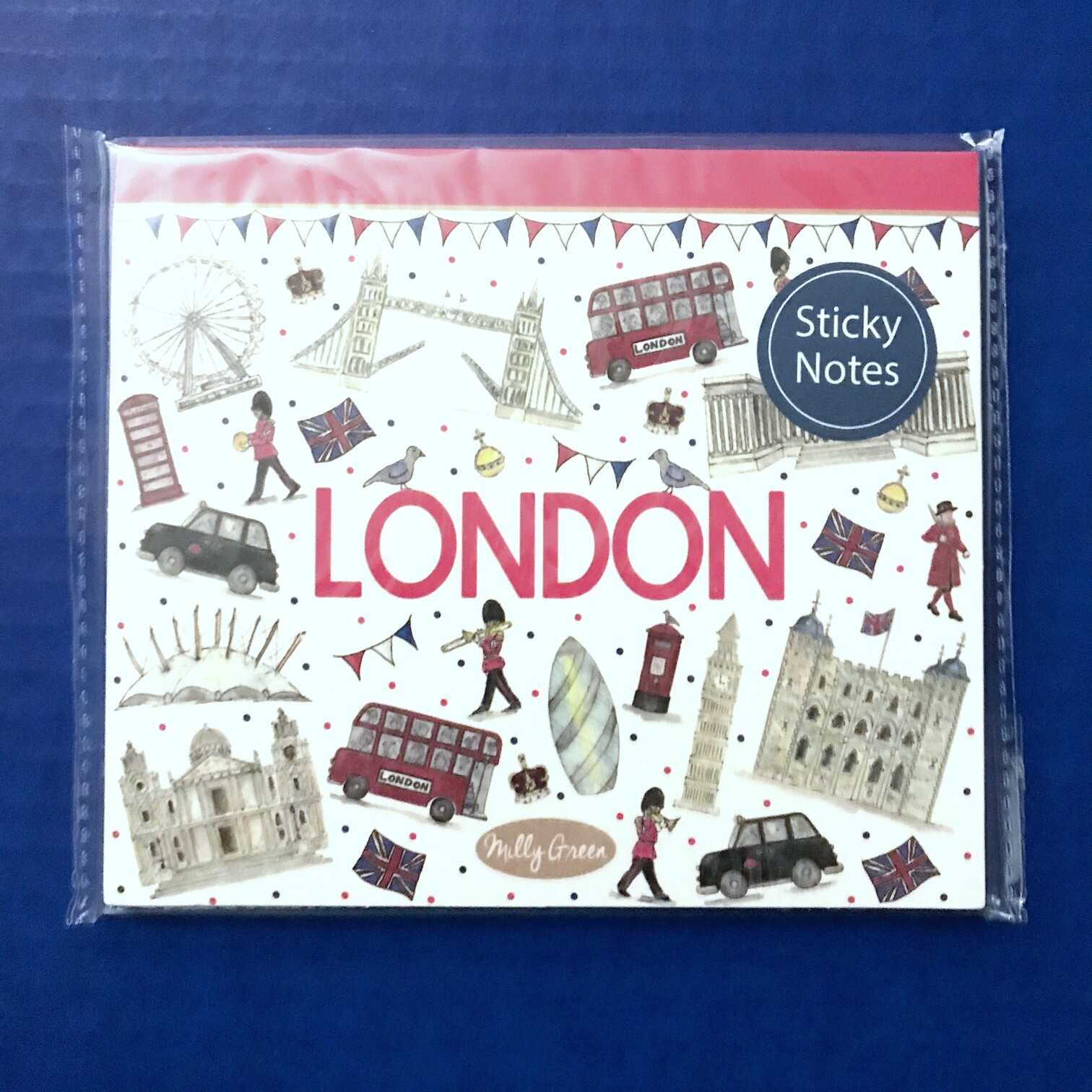 Milly Green London icons bridge castle flag paper stickers sticky notes new