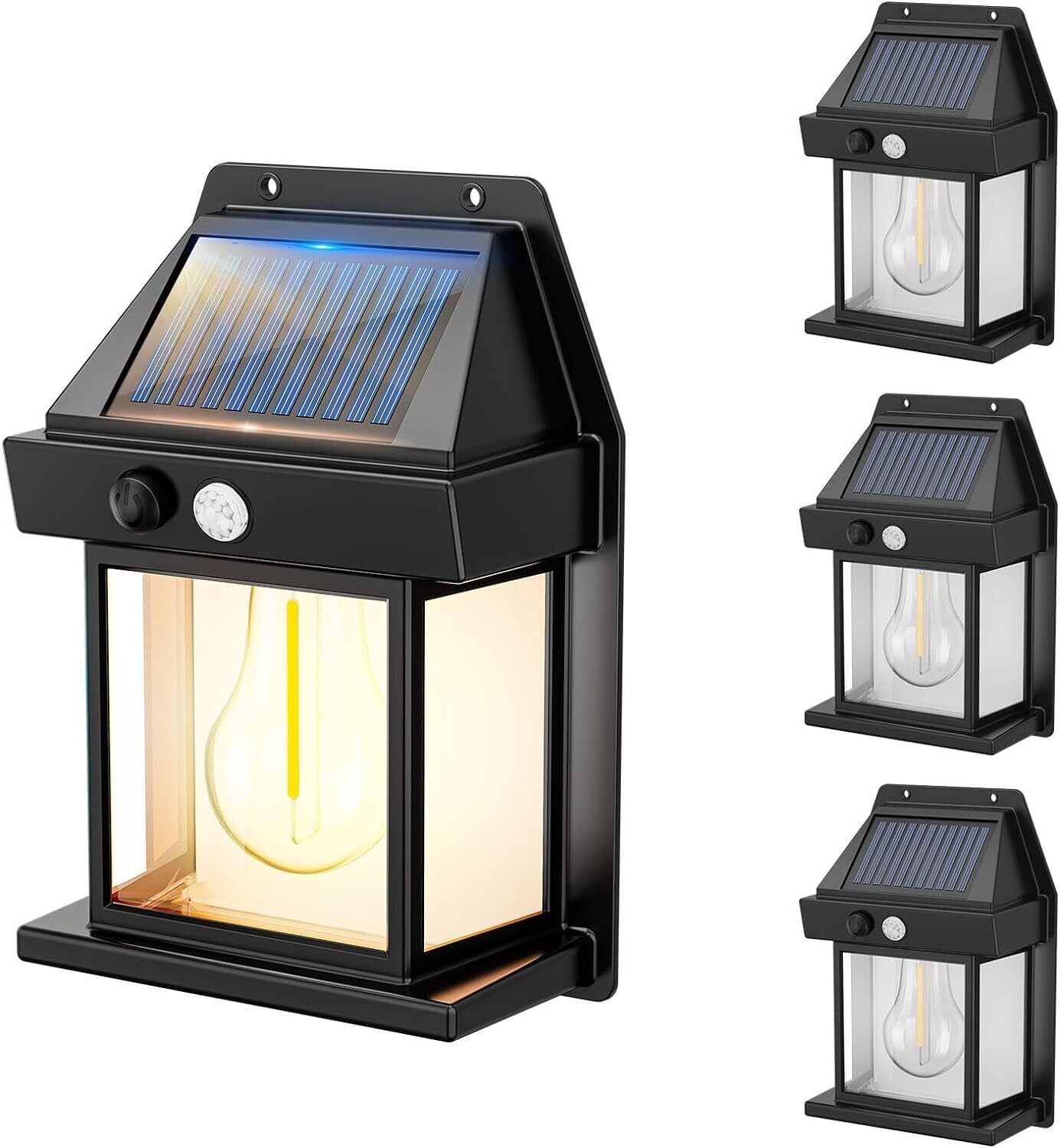 1-4PC LED Solar Power Lights PIR Motion Sensor Outdoor Garden Security Wall Lamp