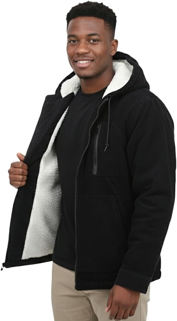 Mens Full Zip Up Hoodies Sherpa Lined Fleece Jacket Winter Jacket with Hoodie