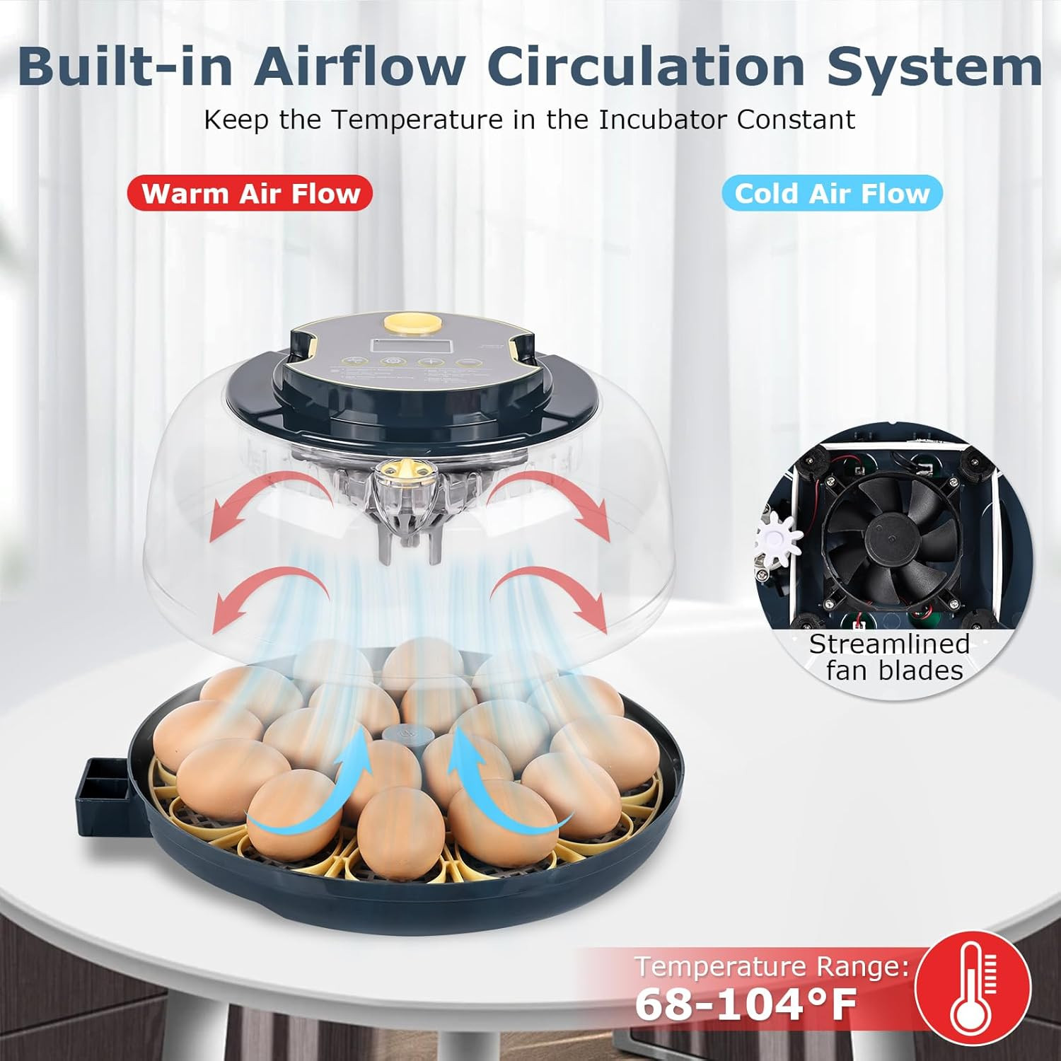Incubators for Hatching Eggs, 18 Eggs Incubator with Egg Candler, Auto Egg Turne