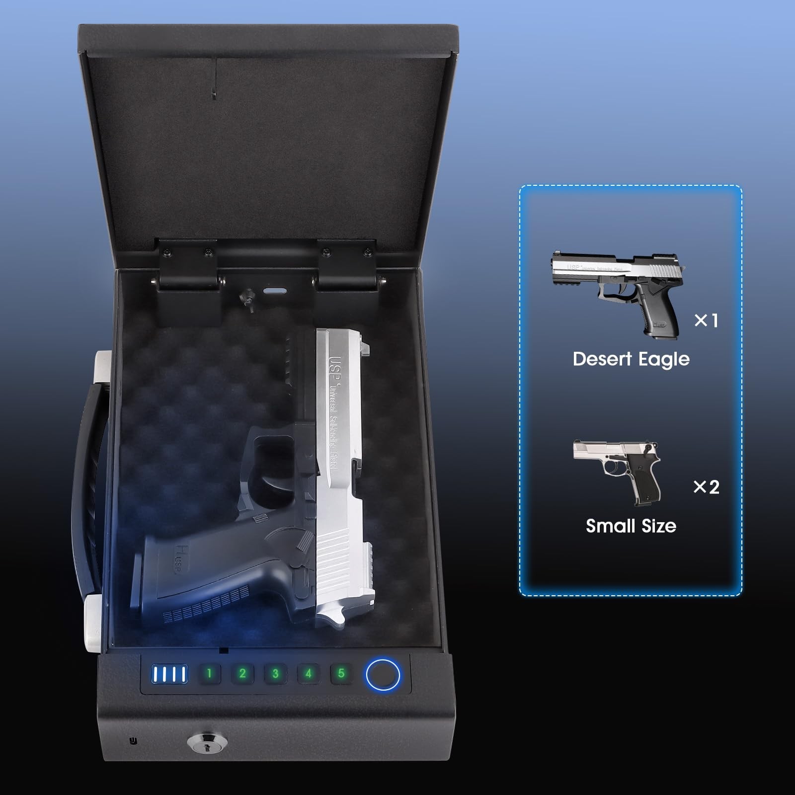 Biometric Fingerprint Safe for Handgun, 3 Quick Access Methods, with Fingerpr...