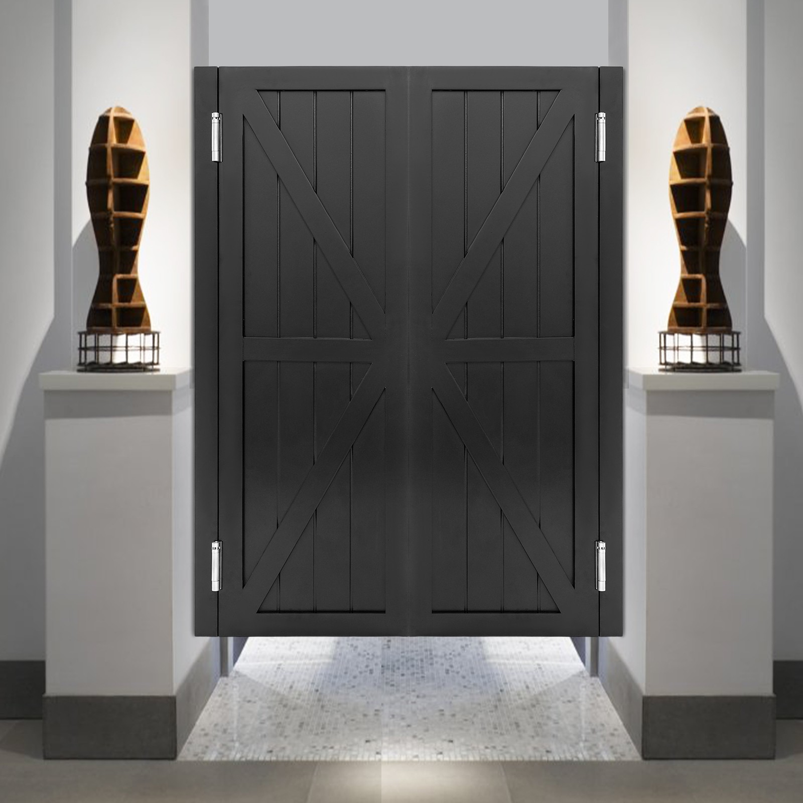 Wooden Partition Door Auto Close 180° Swing Saloon Doors With Hinges Coffee Shop