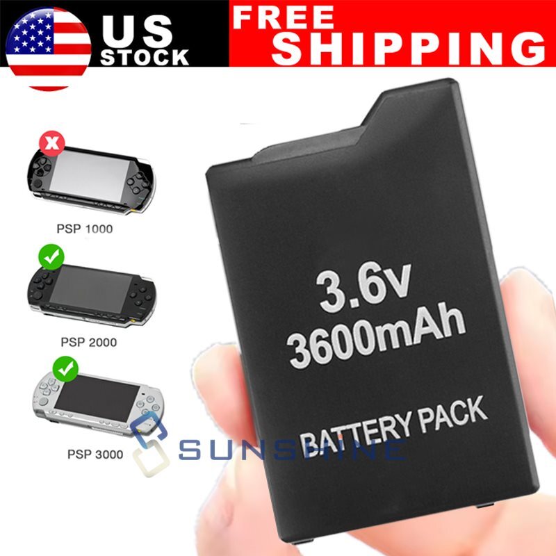3600mAh For PSP Slim 2000 3000 2001 3001 Rechargeable Replacement Backup Battery