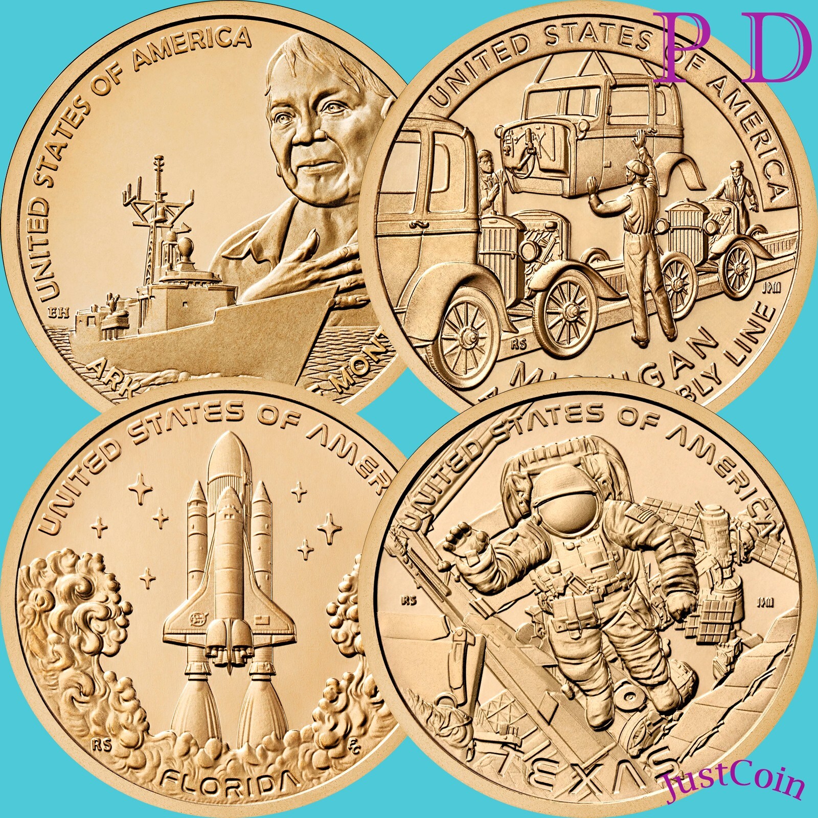 2025 P&D INNOVATION DOLLARS  (AR) (MI) (FL) (TX) EIGHT UNCIRCULATED DOLLARS