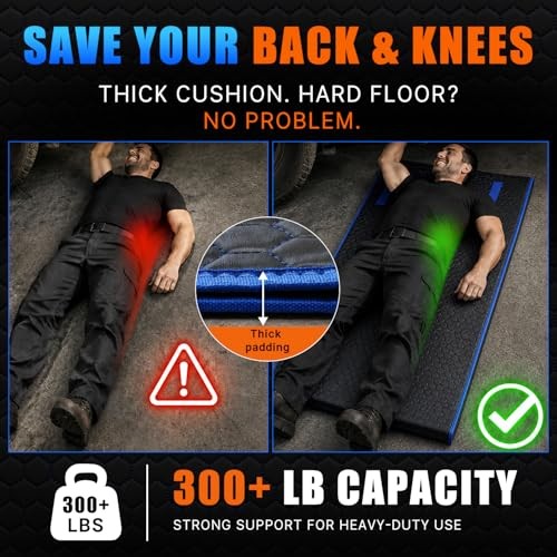 Magic Rolling Creeper Mat Portable Mechanics Mat | for Low Blue & Black
