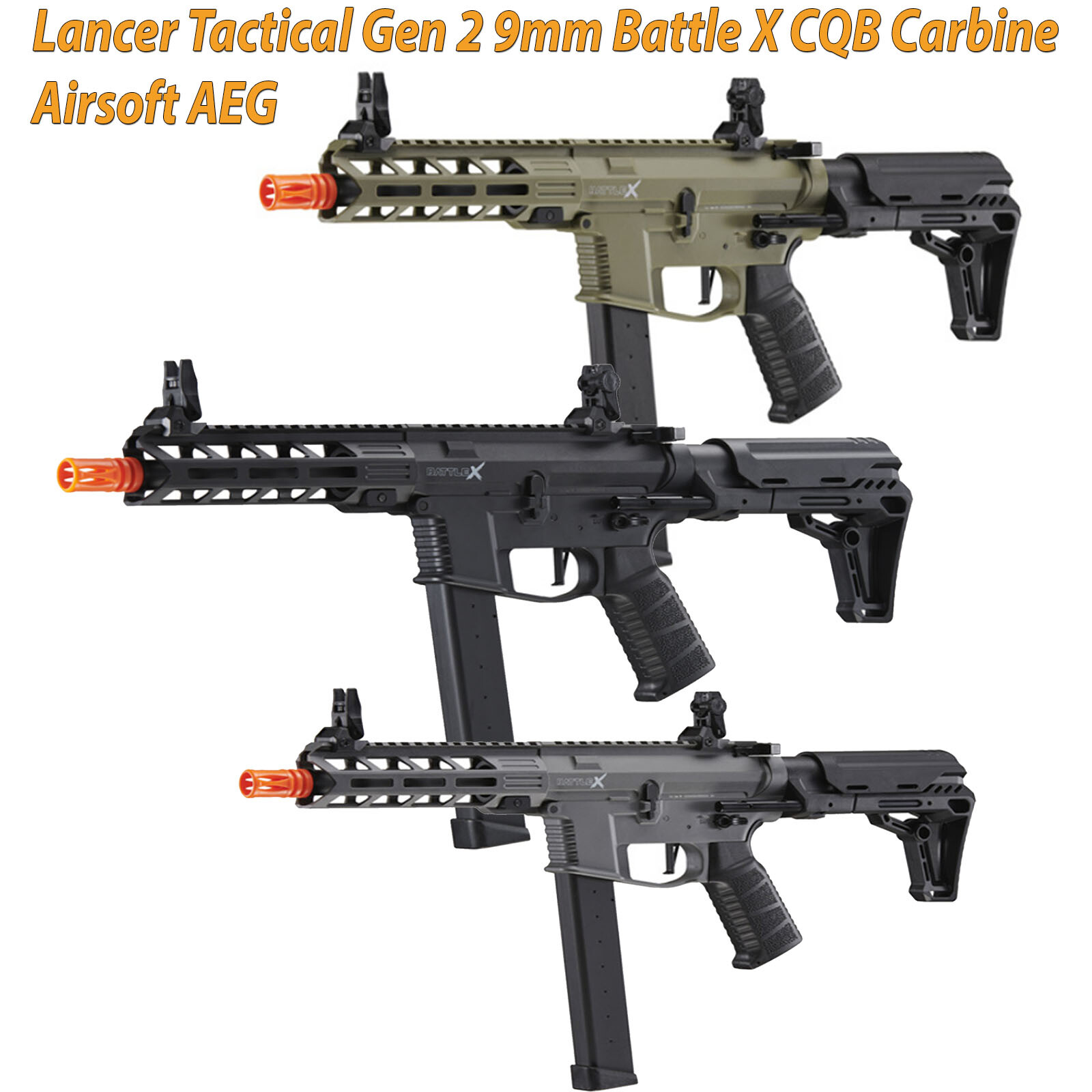 Lancer Tactical Gen 2 AEG 9mm Battle X CQB Carbine M4 Airsoft BB Riffle 350 FPS