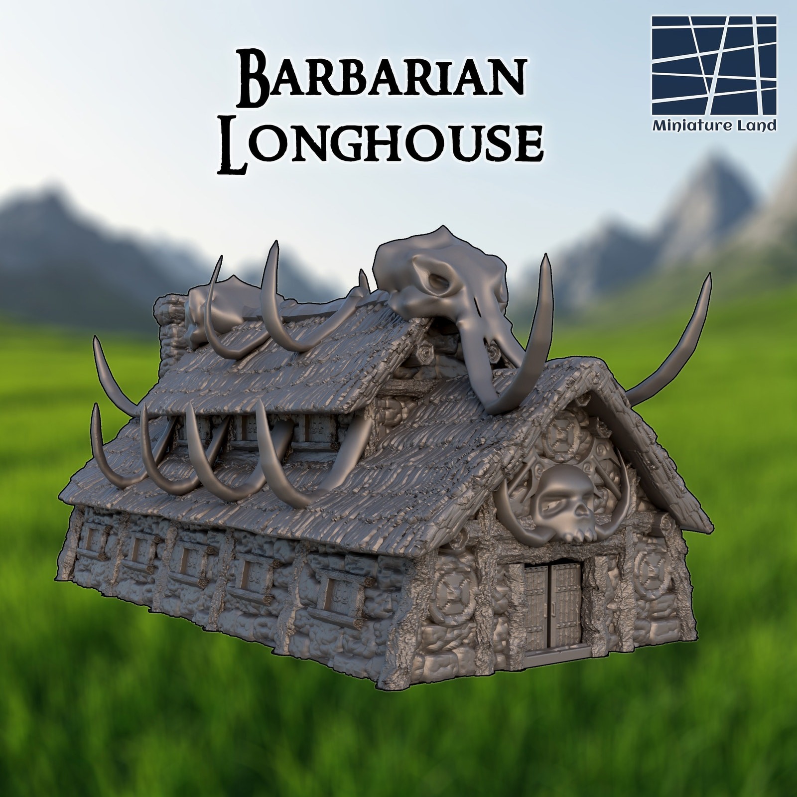 Barbarian Longhouse DND, Wargames Tabletop Terrain 28mm