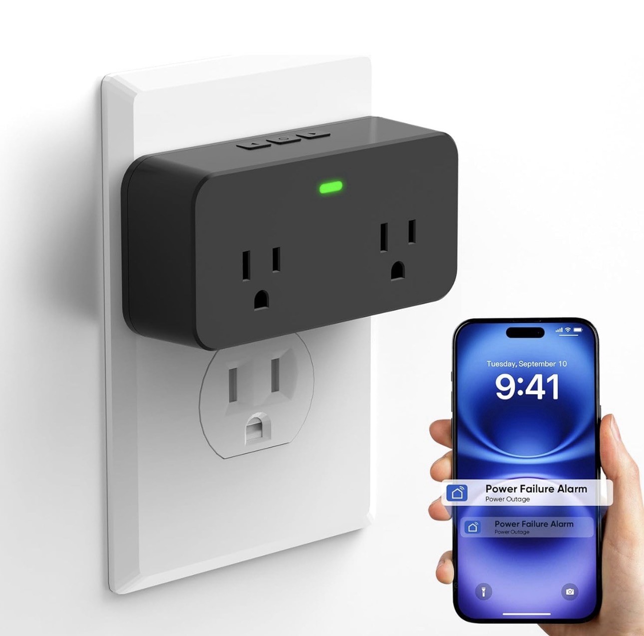 Power Failure Alarm WiFi  Smart Power Outage Alarm with App 2 Sockets