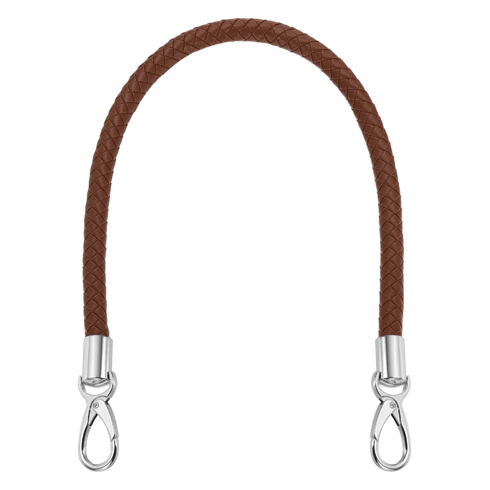 55cm 21.7" Braided Purse Strap Leather Brown (Silver White Buckle)
