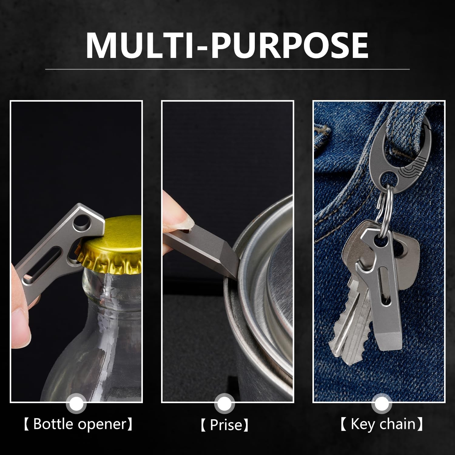 Titanium EDC Pry Bar Multitool, Small Keychain Prybar Tool with Bottle & Open...