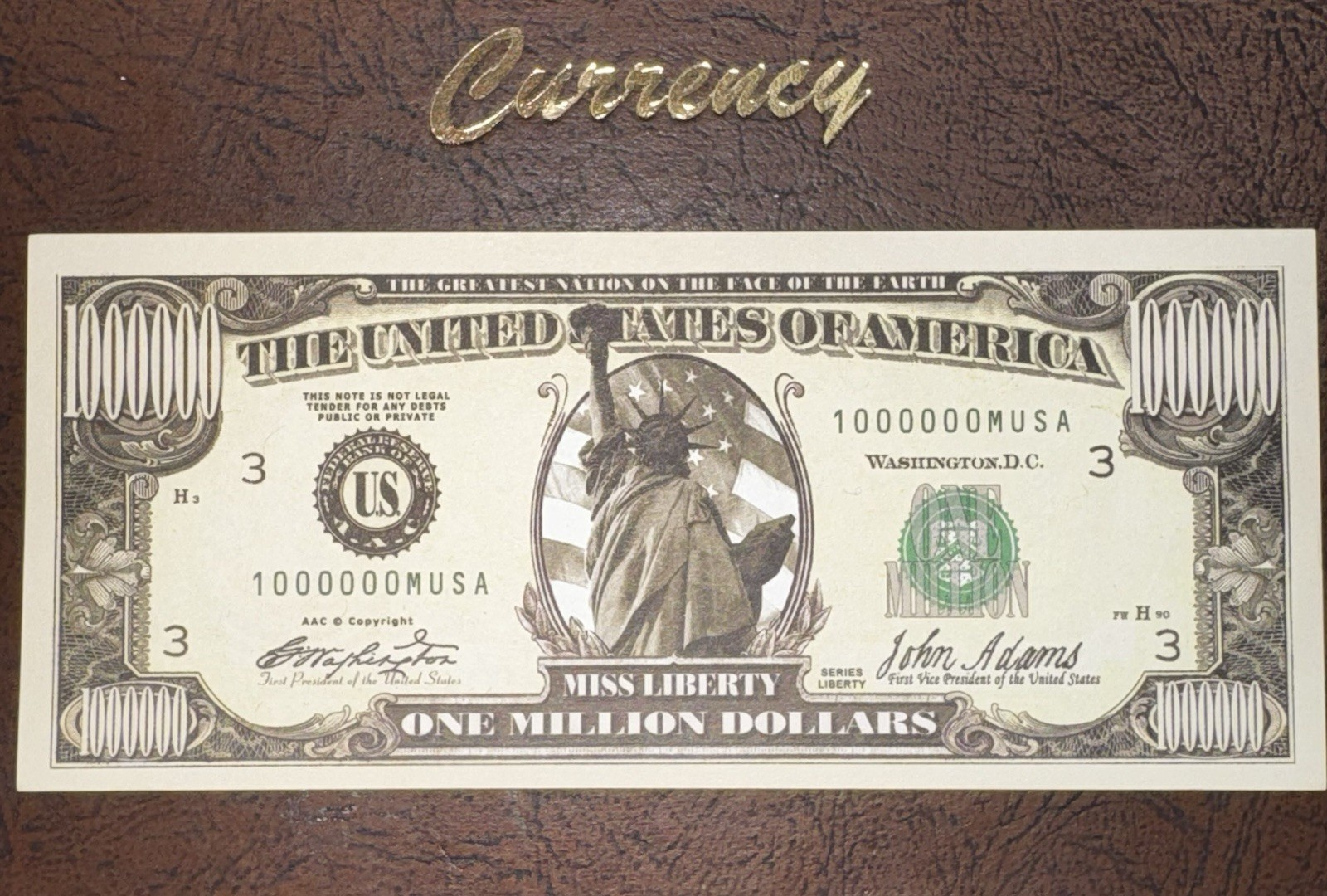 Million Dollar Bills -1 Piece- The Original Best Traditional Million Dollar Bill