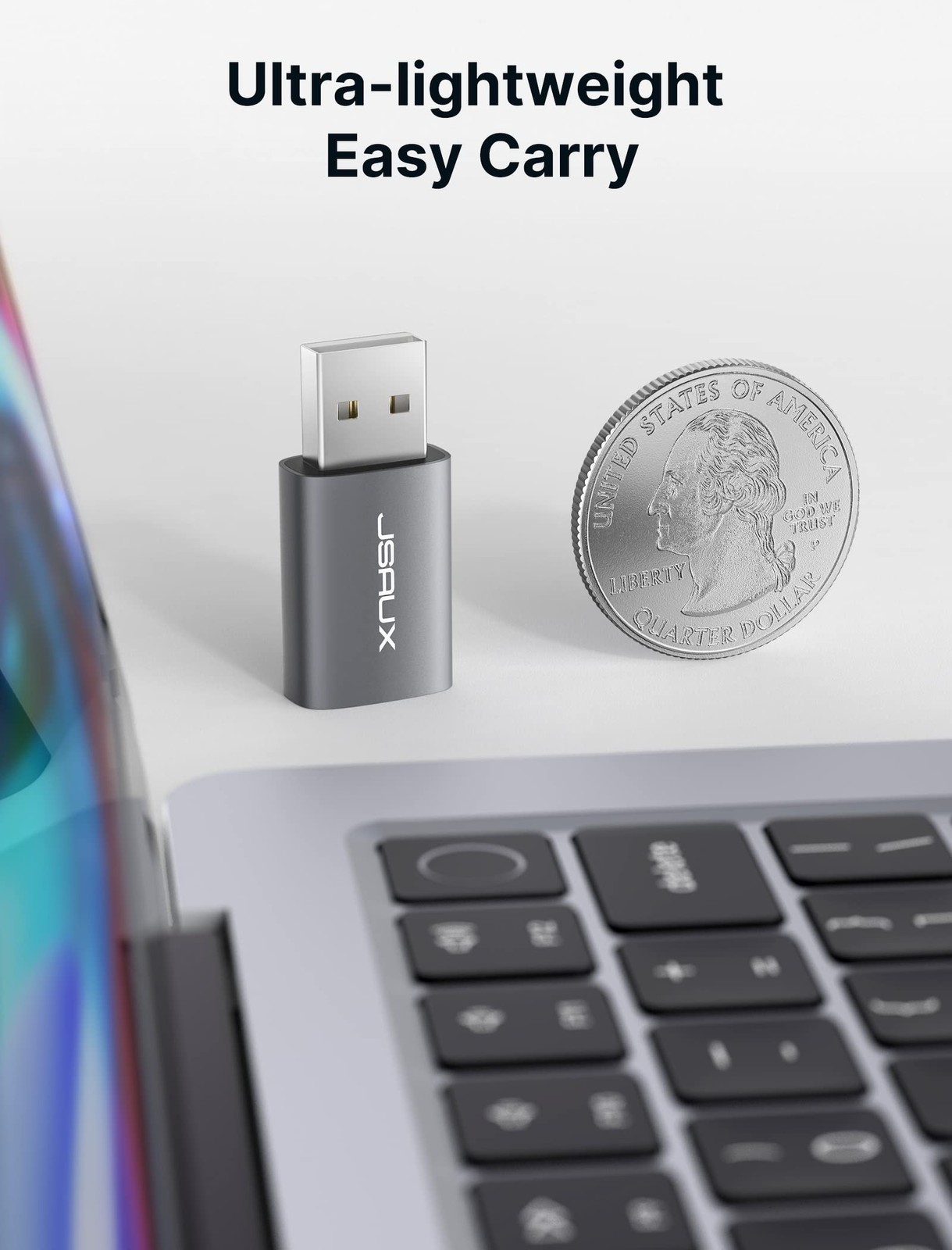 2 Pack USB to 3.5mm Jack Audio Adapter, JSAUX Grey
