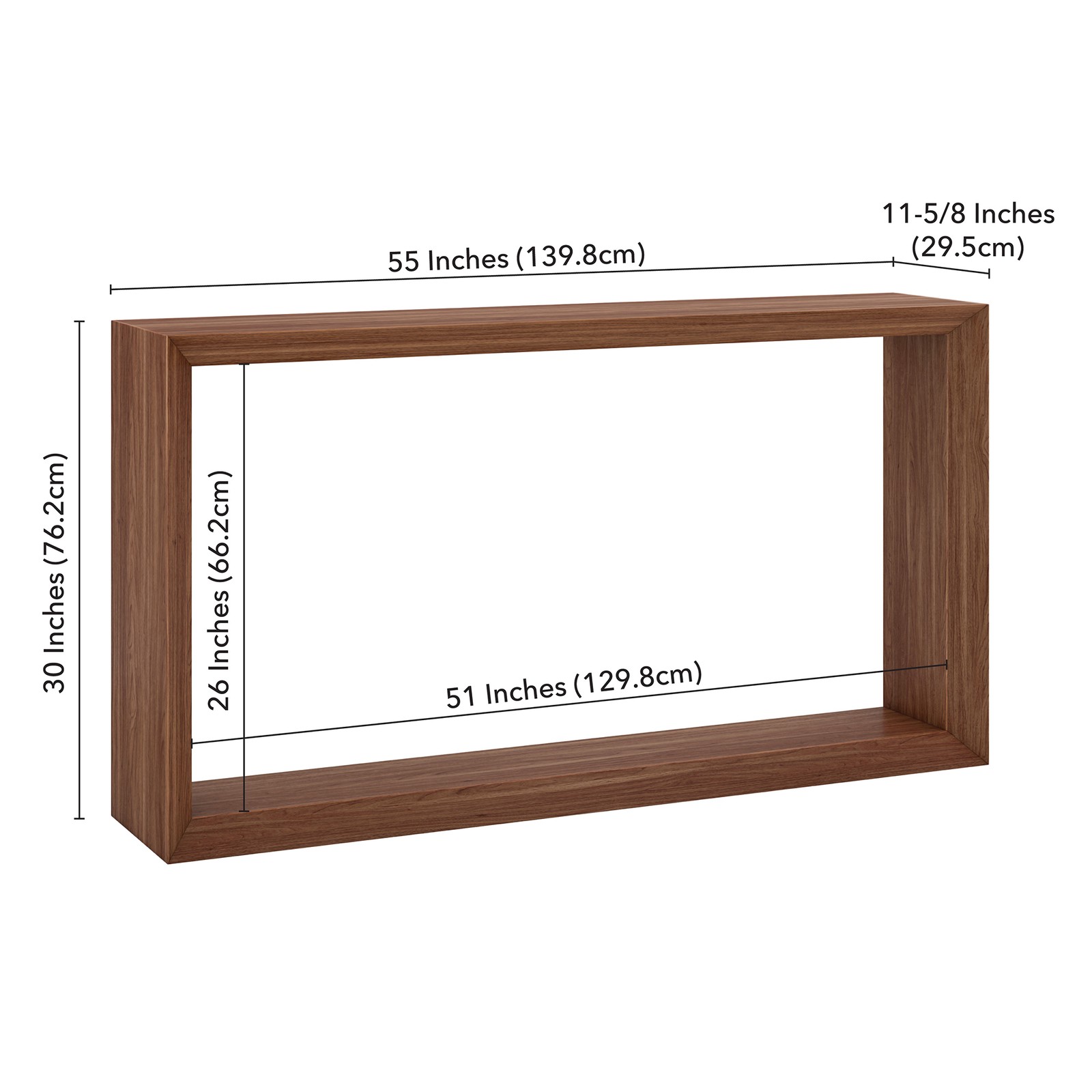 Henn&Hart 55" Satin Walnut MDF Console Table