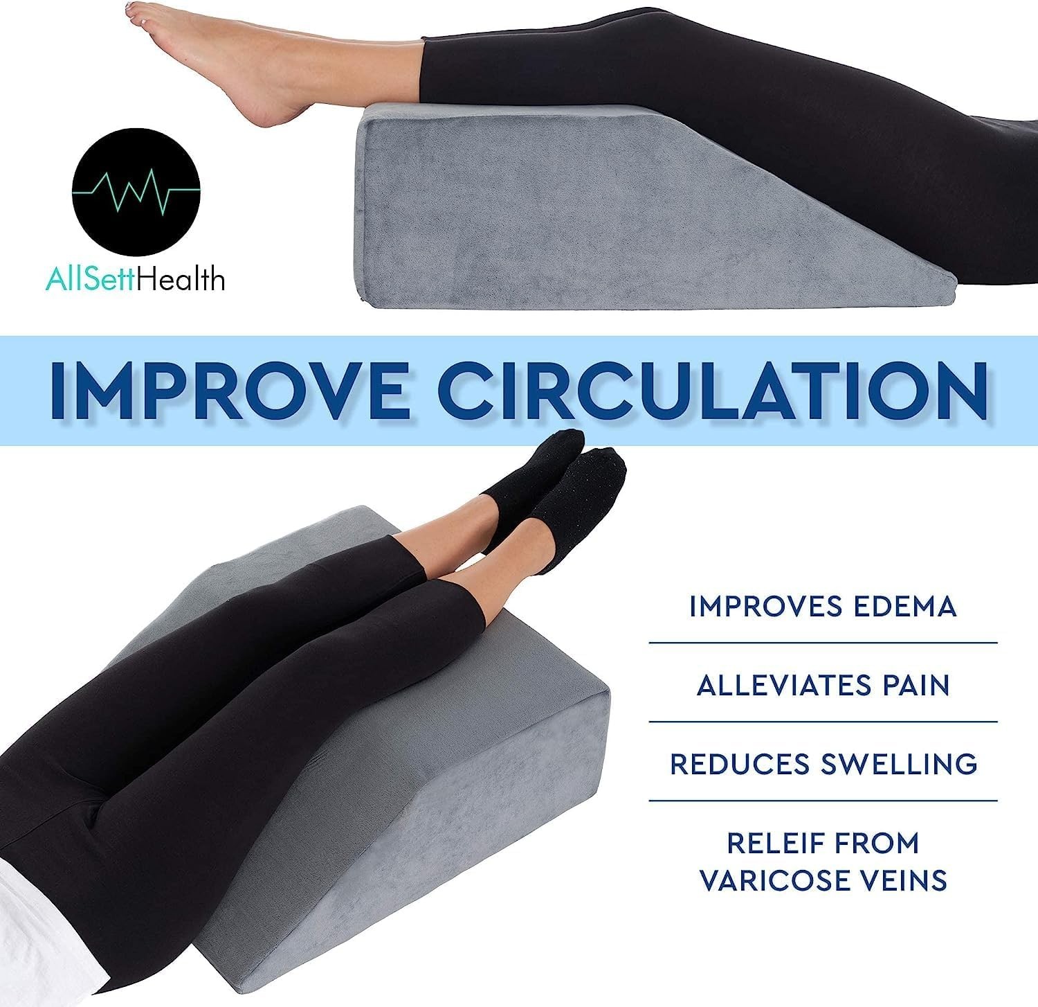 Leg Elevation Pillow - Memory Foam Leg Elevating Pillow | Leg Rest Wedge