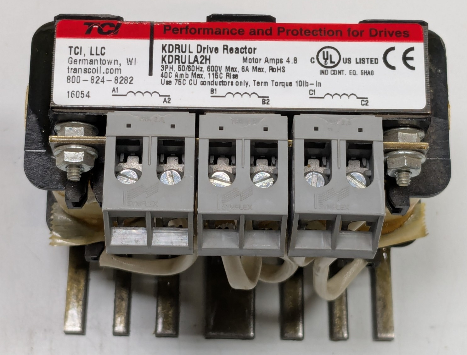 TCI KDRUL DRIVE REACTOR Model# KDRULA2H - 3 Phase 600V - 4.8 Motor Amps