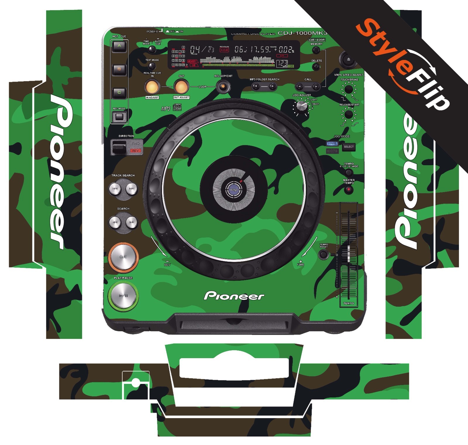 Pioneer CDJ-1000 MK3 | Green Camo | Protective Decal | StyleFlip Skins
