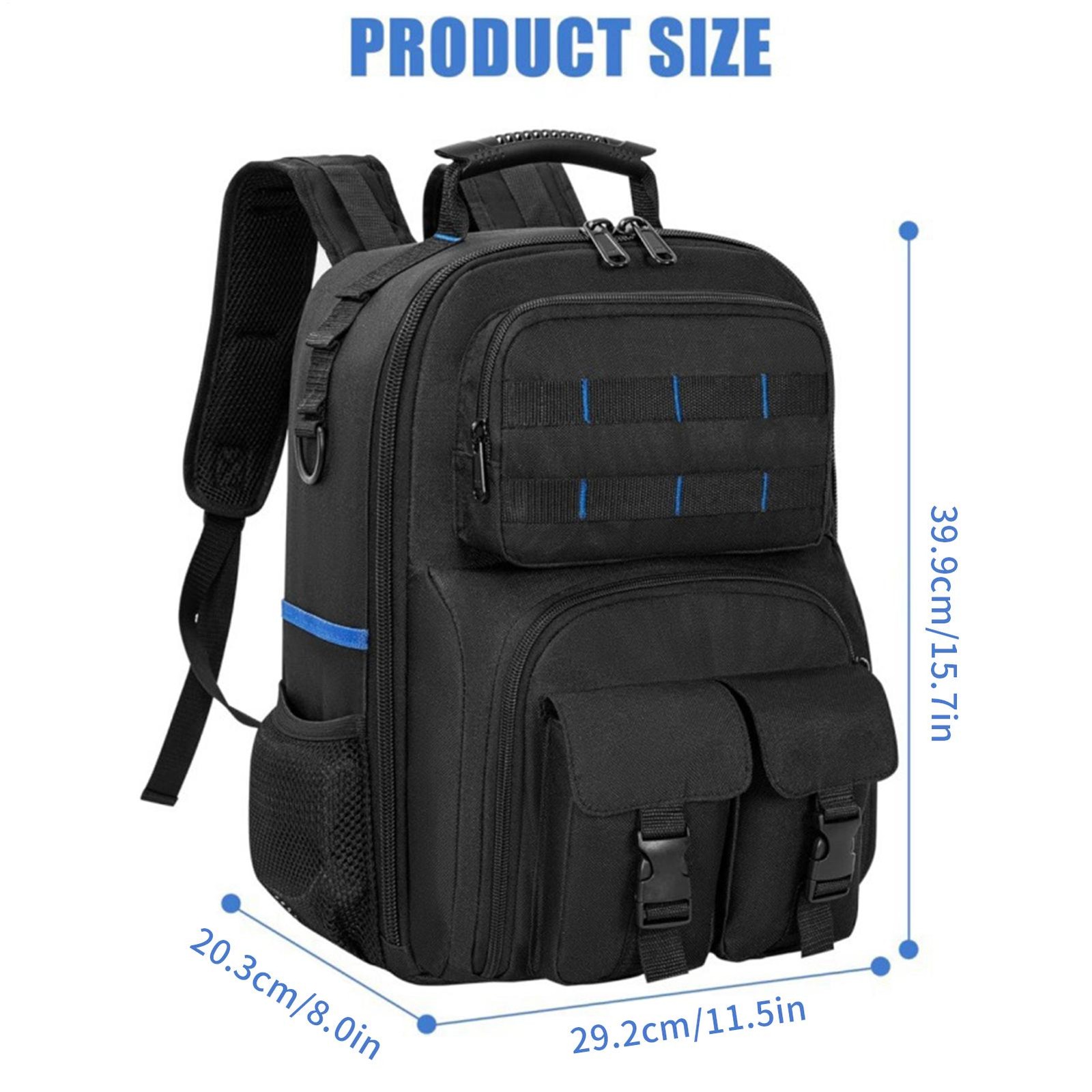 Heavy Duty Tool Backpack for Men – Multi-Pocket Work Bag for Electricians & Tech