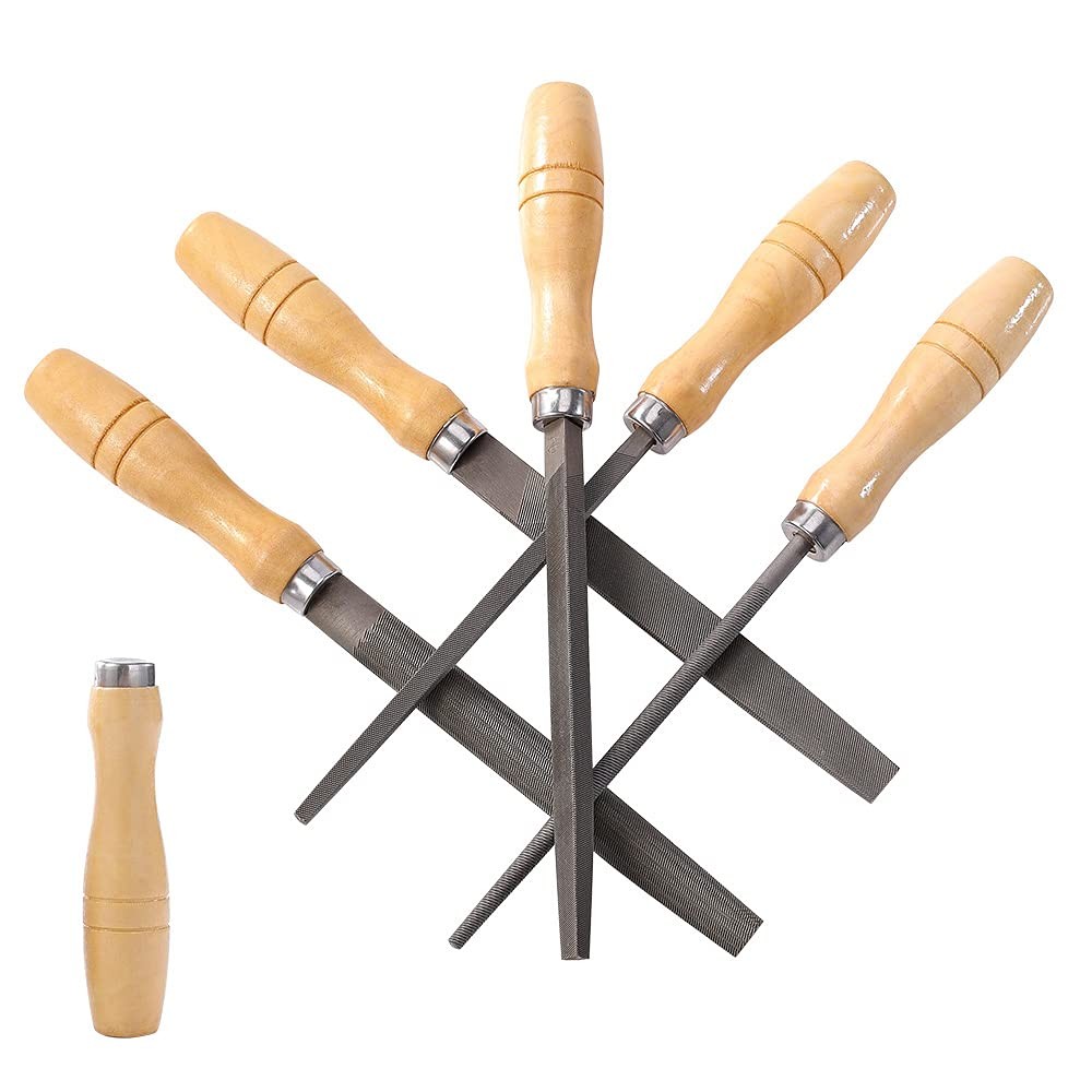 ACCOCO High Carbon Steel File Set with Wooden Handles Rasp File for Metal, Wo...