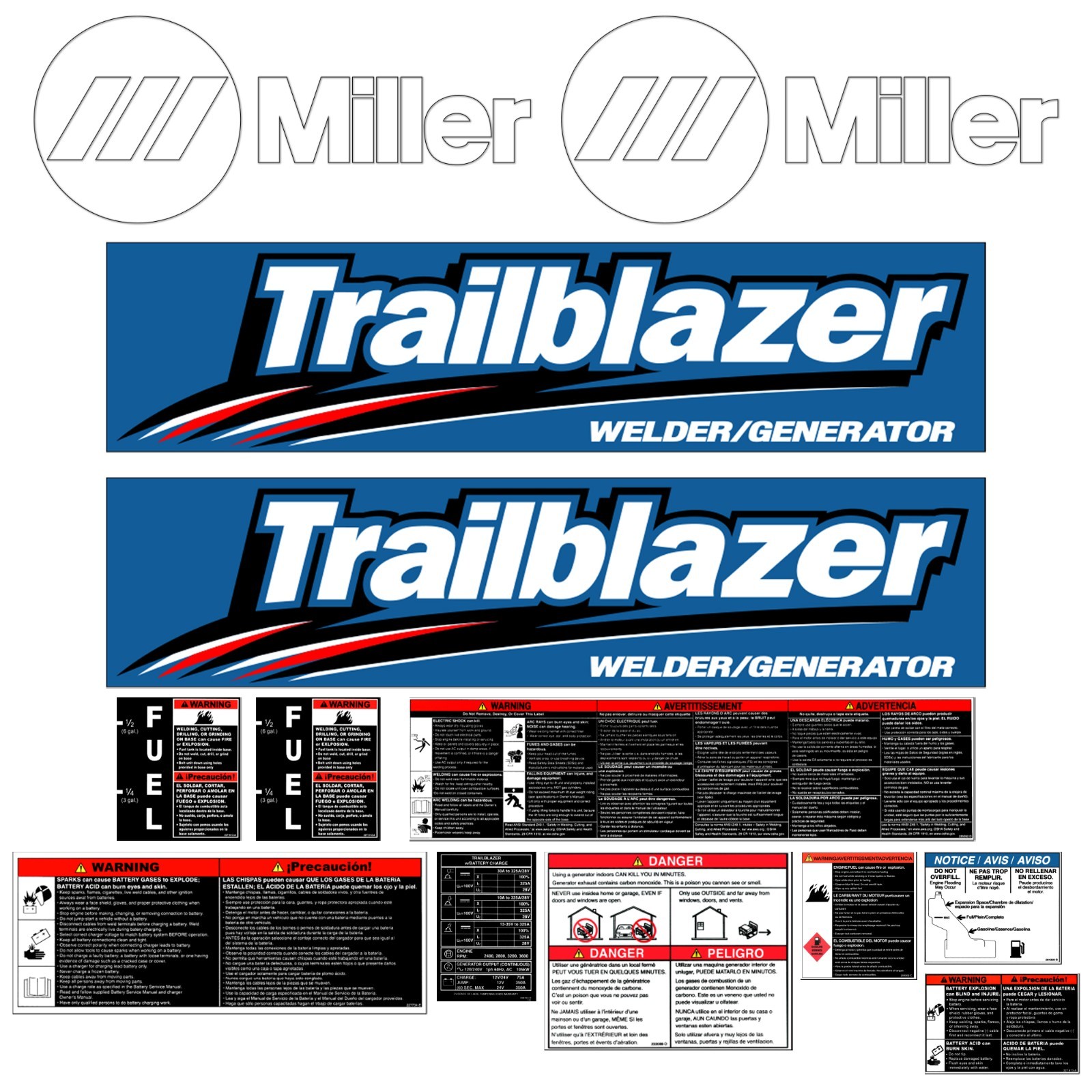 Decal kit for Miller Trailblazer Generator Welder Replacement Stickers FREE SHIP
