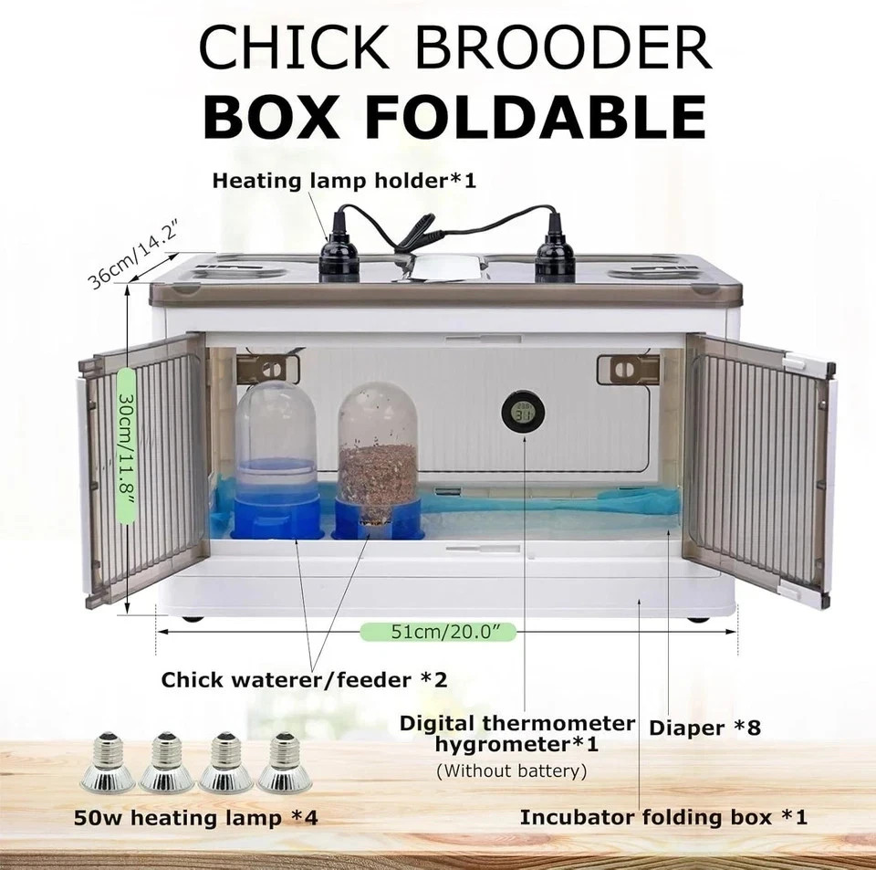 Brooder Box for Chicks Quail Brooder Box with Thermostat Poultry Heater